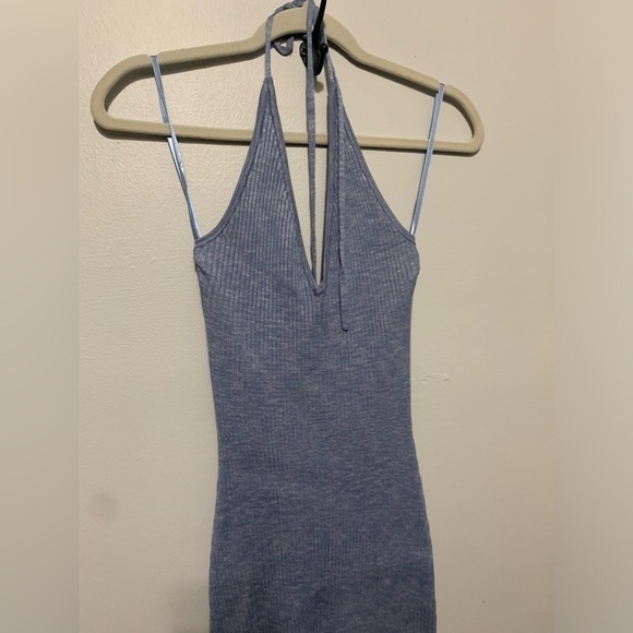 Abercrombie & Fitch Elevated Knit Halter Mini Dress  Blue Pattern M new - Picture 11 of 13